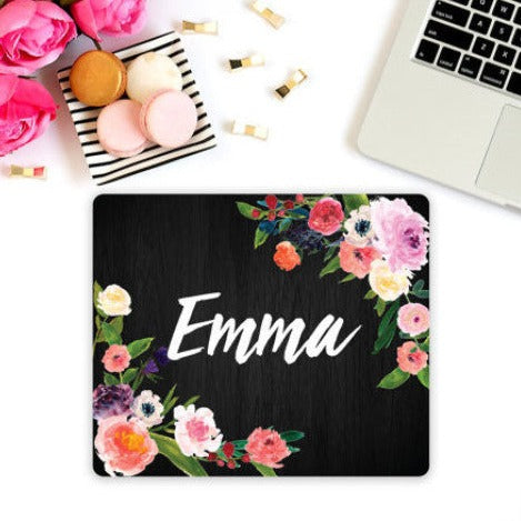 Office Desk Accessories, Personalized Mouse Pad, Office Decor for Women,  Watercolor Burgundy Floral Mouse Pad, Personalized Gift 