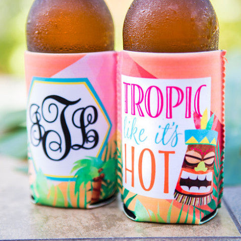 Tropical Floral Can Coolers, Hawaiian Bachelorette Party, Birthday