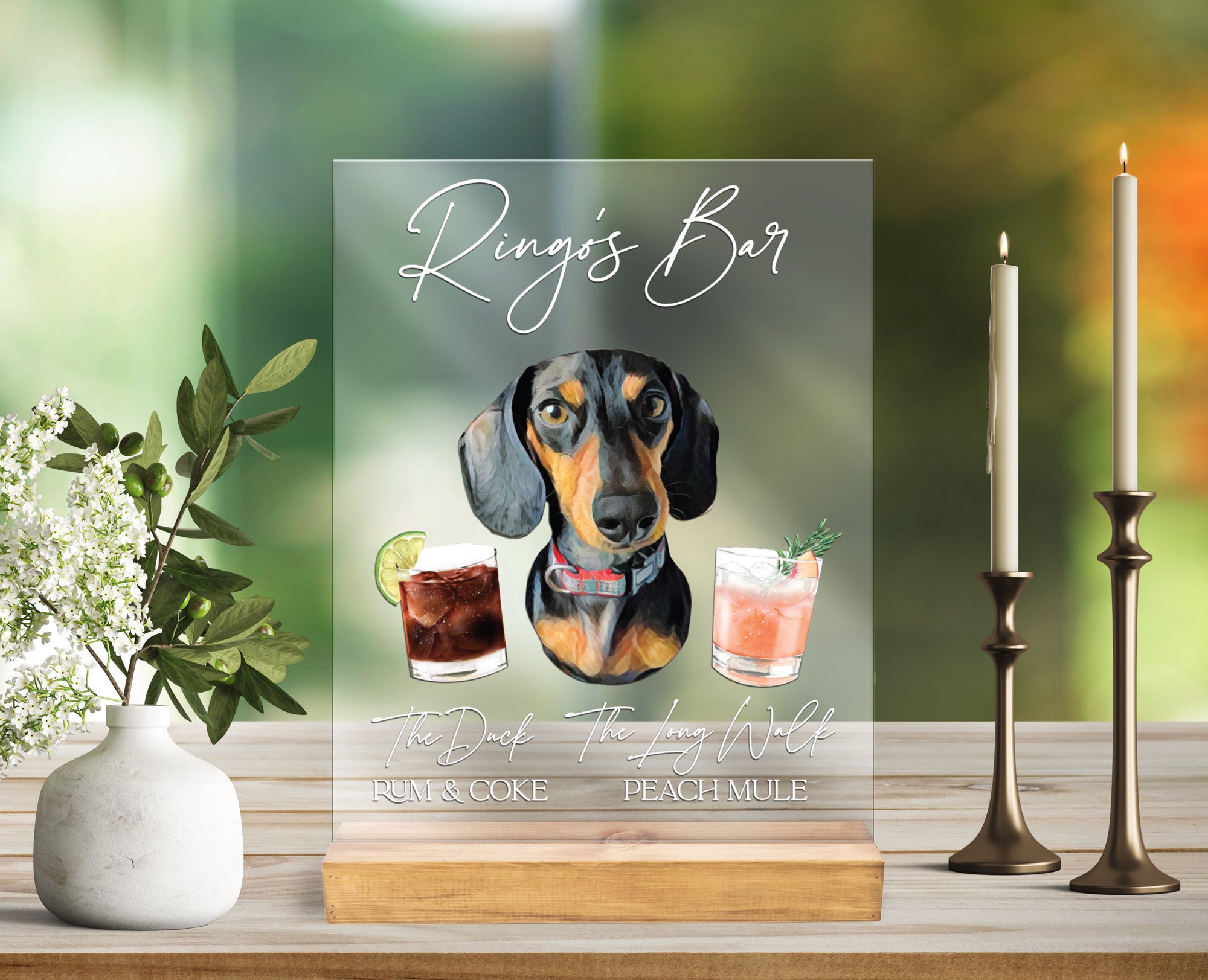 Acrylic Dog Bar Menu | Wedding | goldendoodle | selling Puptail | lab | puppy | cocktail menu | watercolor | Weimerainer