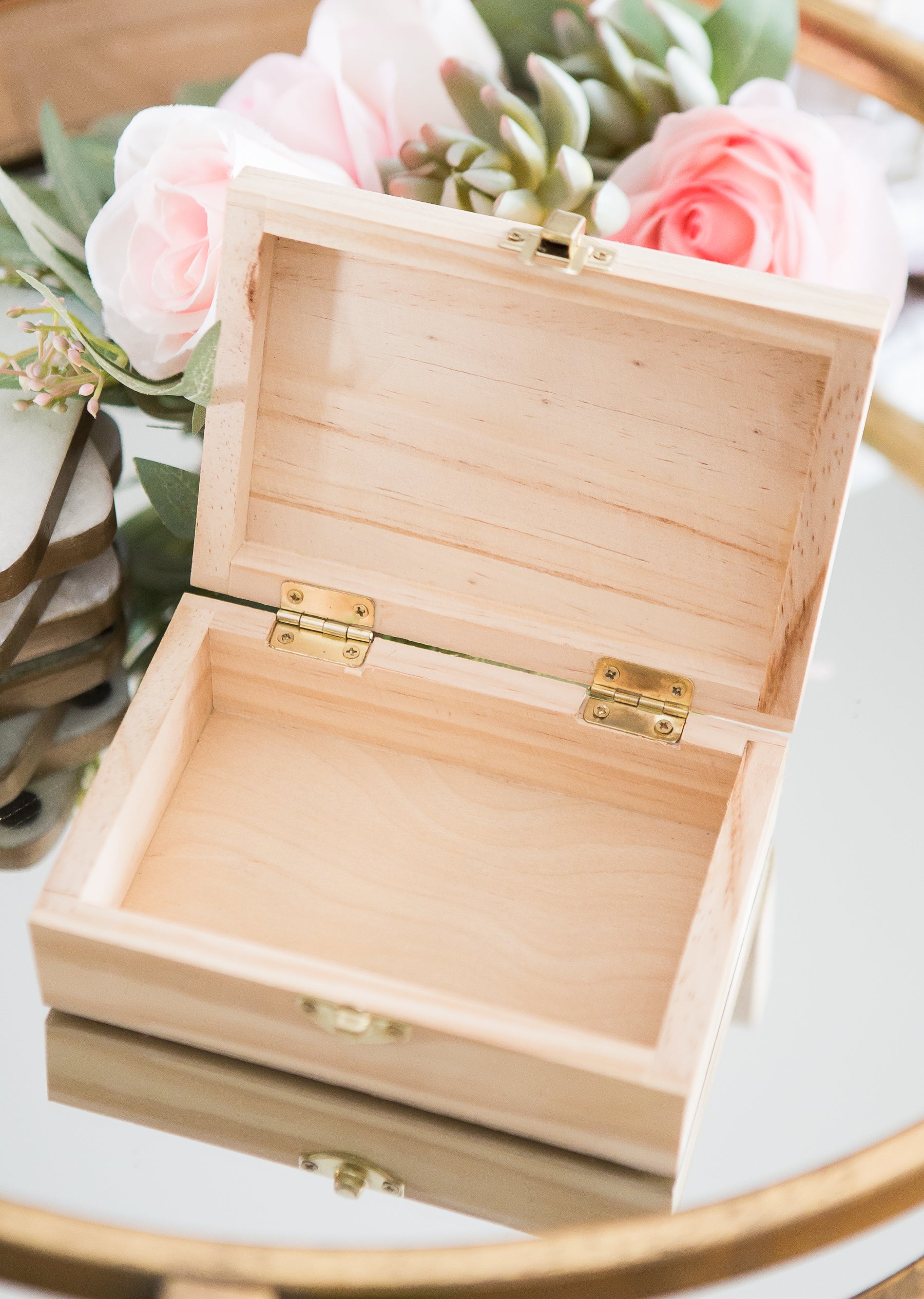 Rose Gold Small Gift Boxes with fixed grosgrain ribbon