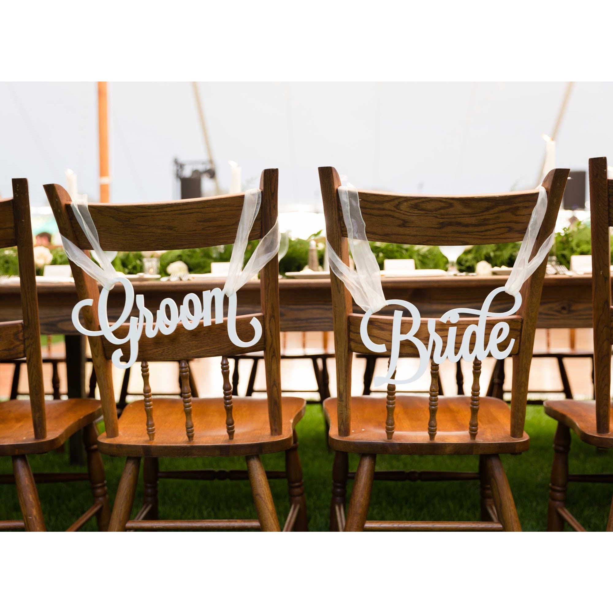 Bride popular and Ga om Chair Signs for Wedding, Hanging Chair Sign Wooden Wedding Signs Bride & Ga om Large Calligraphy Chair Signs (Item - BGL100)