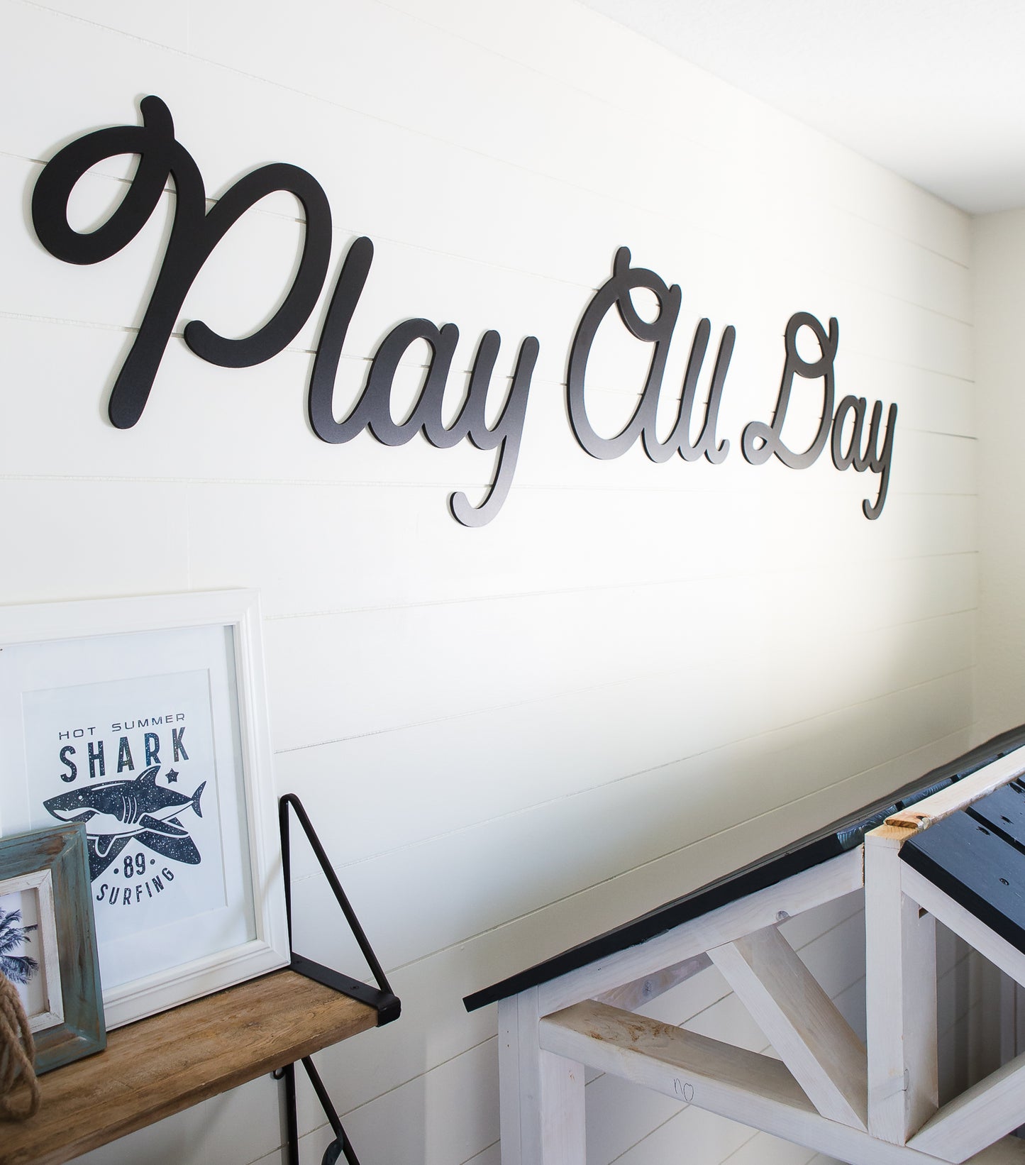 Playroom Wall Sign, Kids Bedroom Artwork "Play All Day" - Wedding Decor Gifts